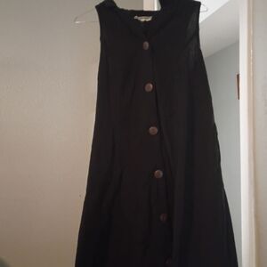 Indigo Soul Black  Chic Casual Midi Dress with Buttons